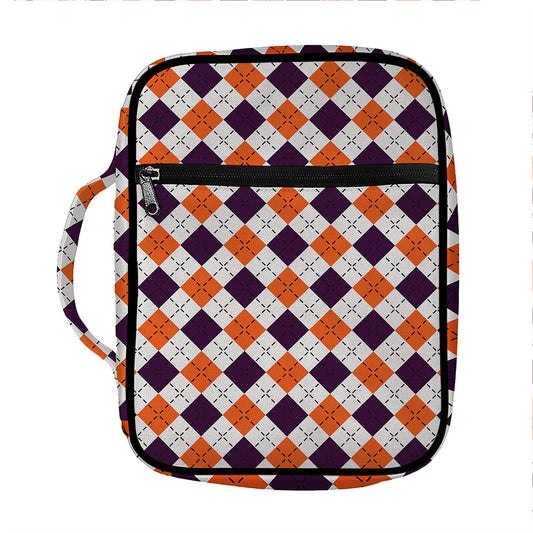 Halloween Checked Pattern Print Front Pocket Bible Bag