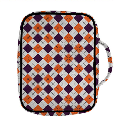 Halloween Checked Pattern Print Front Pocket Bible Bag