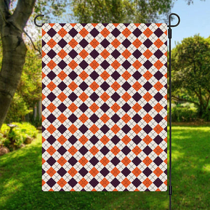 Halloween Checked Pattern Print Garden Flag