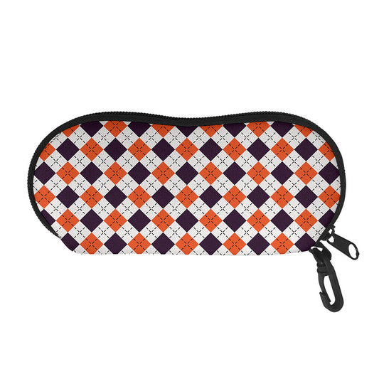 Halloween Checked Pattern Print Glasses Case