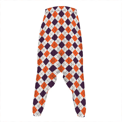 Halloween Checked Pattern Print Hammer Pants