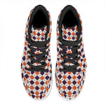 Halloween Checked Pattern Print High Top Leather Sneakers
