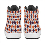 Halloween Checked Pattern Print High Top Leather Sneakers