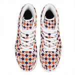 Halloween Checked Pattern Print High Top Leather Sneakers