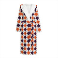 Halloween Checked Pattern Print Hooded Bathrobe