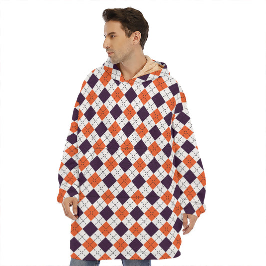 Halloween Checked Pattern Print Hoodie Blanket