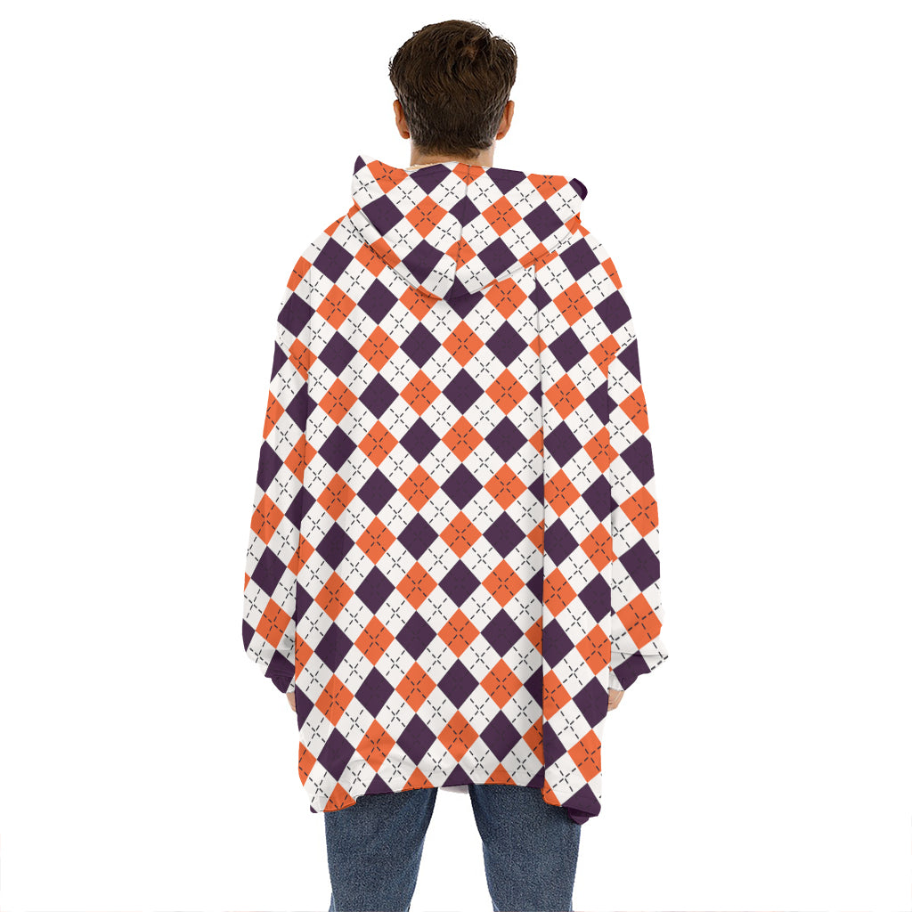 Halloween Checked Pattern Print Hoodie Blanket