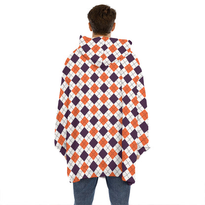 Halloween Checked Pattern Print Hoodie Blanket