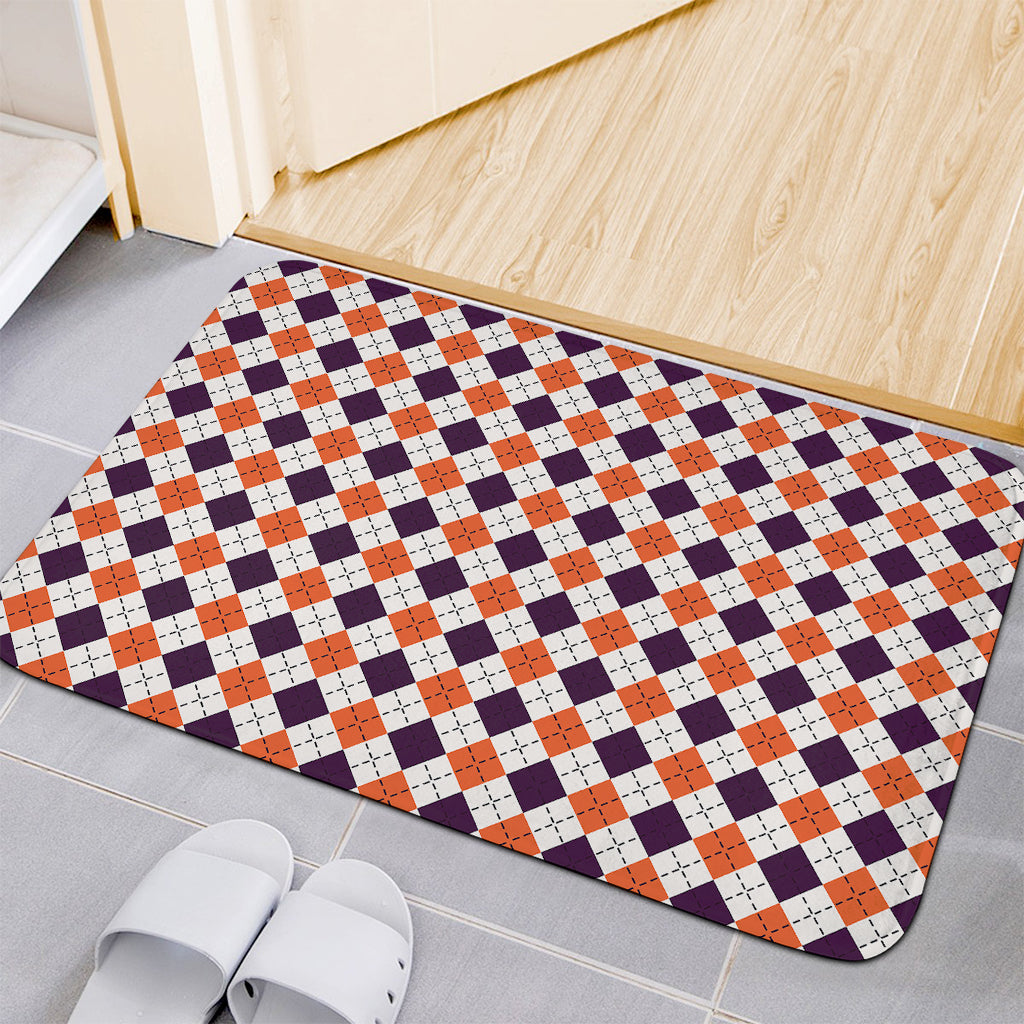 Halloween Checked Pattern Print Indoor Door Mat