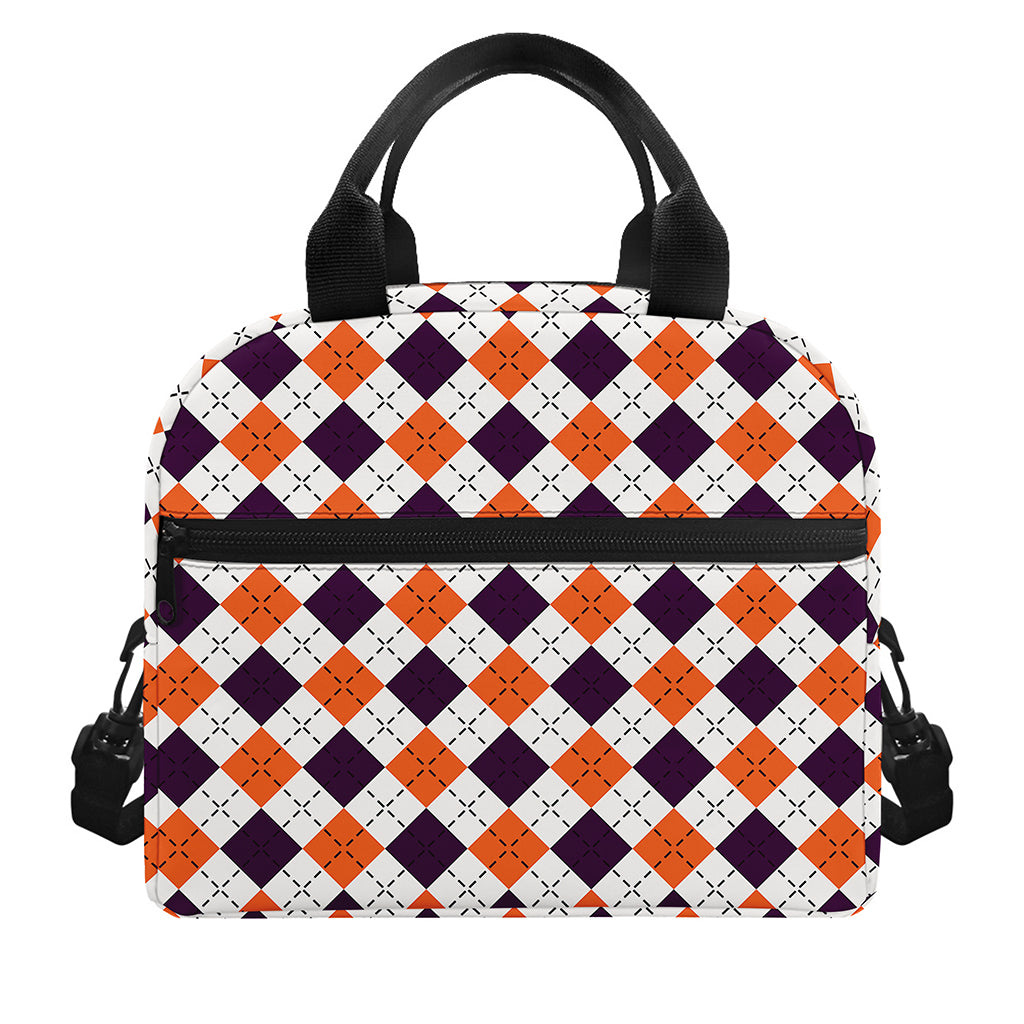 Halloween Checked Pattern Print Insulated Lunch Bag