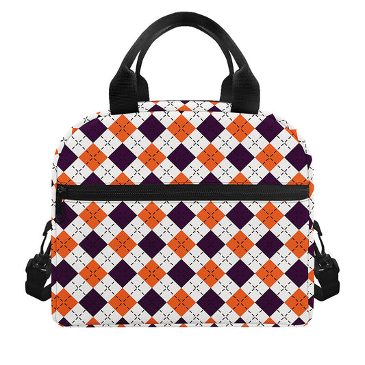 Halloween Checked Pattern Print Insulated Lunch Bag