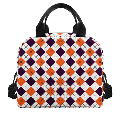 Halloween Checked Pattern Print Insulated Lunch Bag