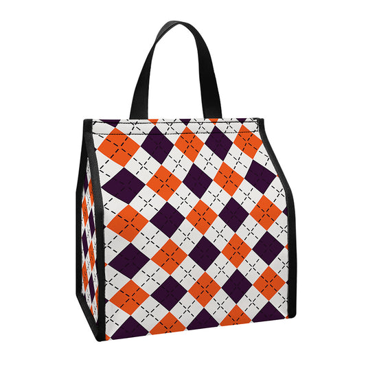 Halloween Checked Pattern Print Insulated Lunch Tote