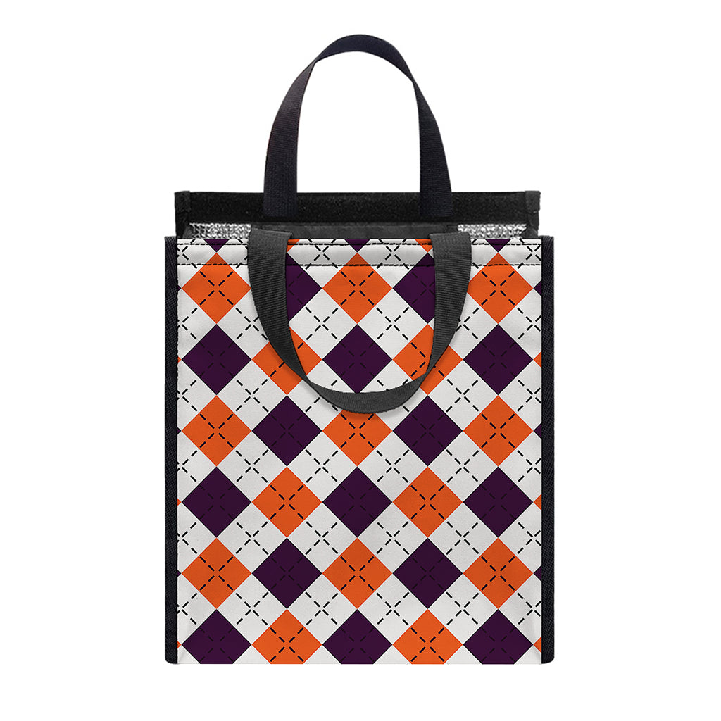 Halloween Checked Pattern Print Insulated Lunch Tote