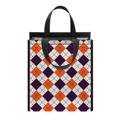 Halloween Checked Pattern Print Insulated Lunch Tote
