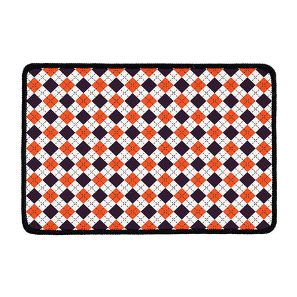 Halloween Checked Pattern Print Kitchen Mat