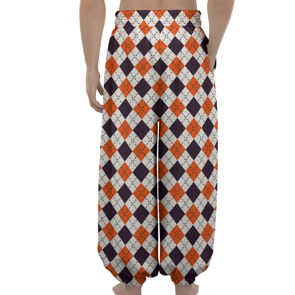 Halloween Checked Pattern Print Lantern Pants