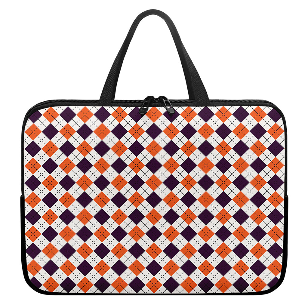 Halloween Checked Pattern Print Laptop Sleeve With Handle