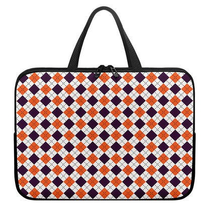 Halloween Checked Pattern Print Laptop Sleeve With Handle