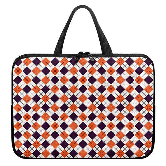 Halloween Checked Pattern Print Laptop Sleeve With Handle