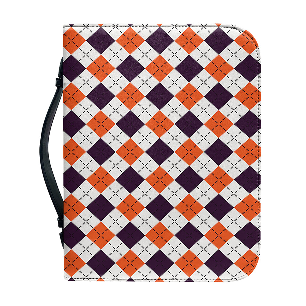 Halloween Checked Pattern Print Leather Bible Cover