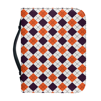 Halloween Checked Pattern Print Leather Bible Cover