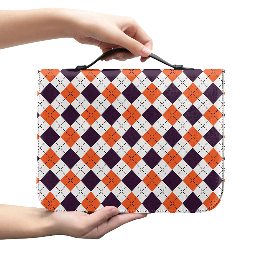 Halloween Checked Pattern Print Leather Bible Cover