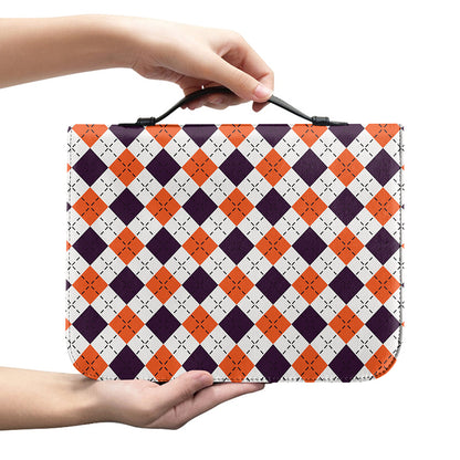 Halloween Checked Pattern Print Leather Bible Cover