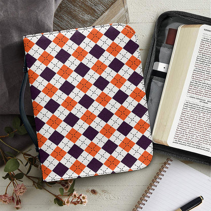 Halloween Checked Pattern Print Leather Bible Cover