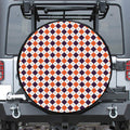 Halloween Checked Pattern Print Leather Spare Tire Cover