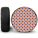 Halloween Checked Pattern Print Leather Spare Tire Cover