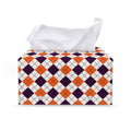 Halloween Checked Pattern Print Leather Tissue Box Cover