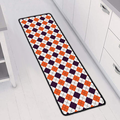 Halloween Checked Pattern Print Long Kitchen Mat