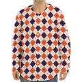 Halloween Checked Pattern Print Long Sleeve Baseball Jersey