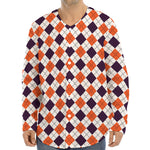 Halloween Checked Pattern Print Long Sleeve Baseball Jersey