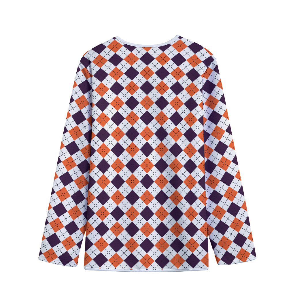 Halloween Checked Pattern Print Long Sleeve Short Coat