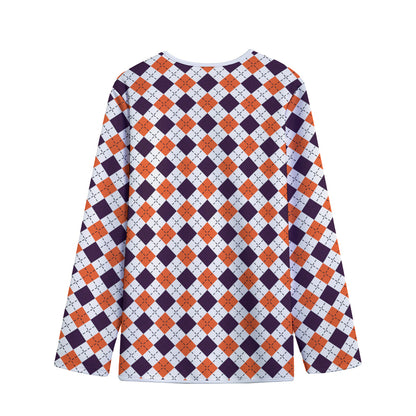 Halloween Checked Pattern Print Long Sleeve Short Coat