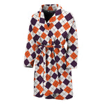 Halloween Checked Pattern Print Men's Bathrobe