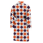 Halloween Checked Pattern Print Men's Bathrobe