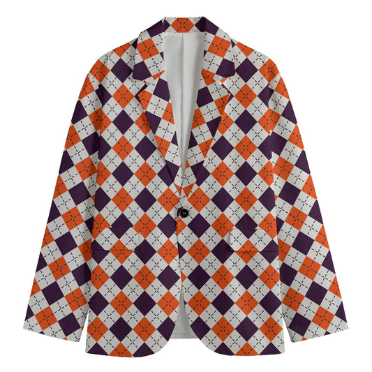 Halloween Checked Pattern Print Men's Blazer
