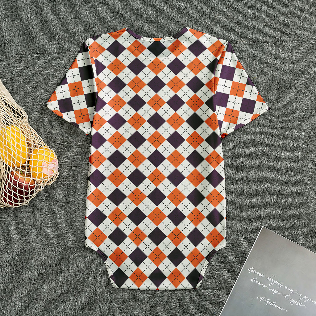 Halloween Checked Pattern Print Men's Bodysuit