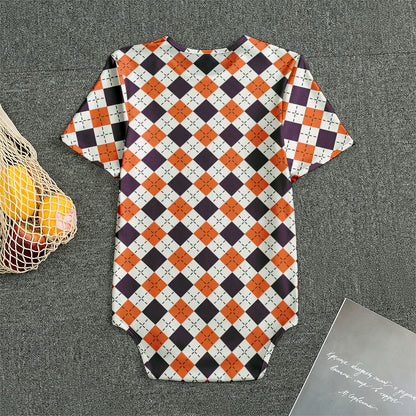 Halloween Checked Pattern Print Men's Bodysuit