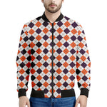 Halloween Checked Pattern Print Men's Bomber Jacket