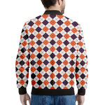 Halloween Checked Pattern Print Men's Bomber Jacket