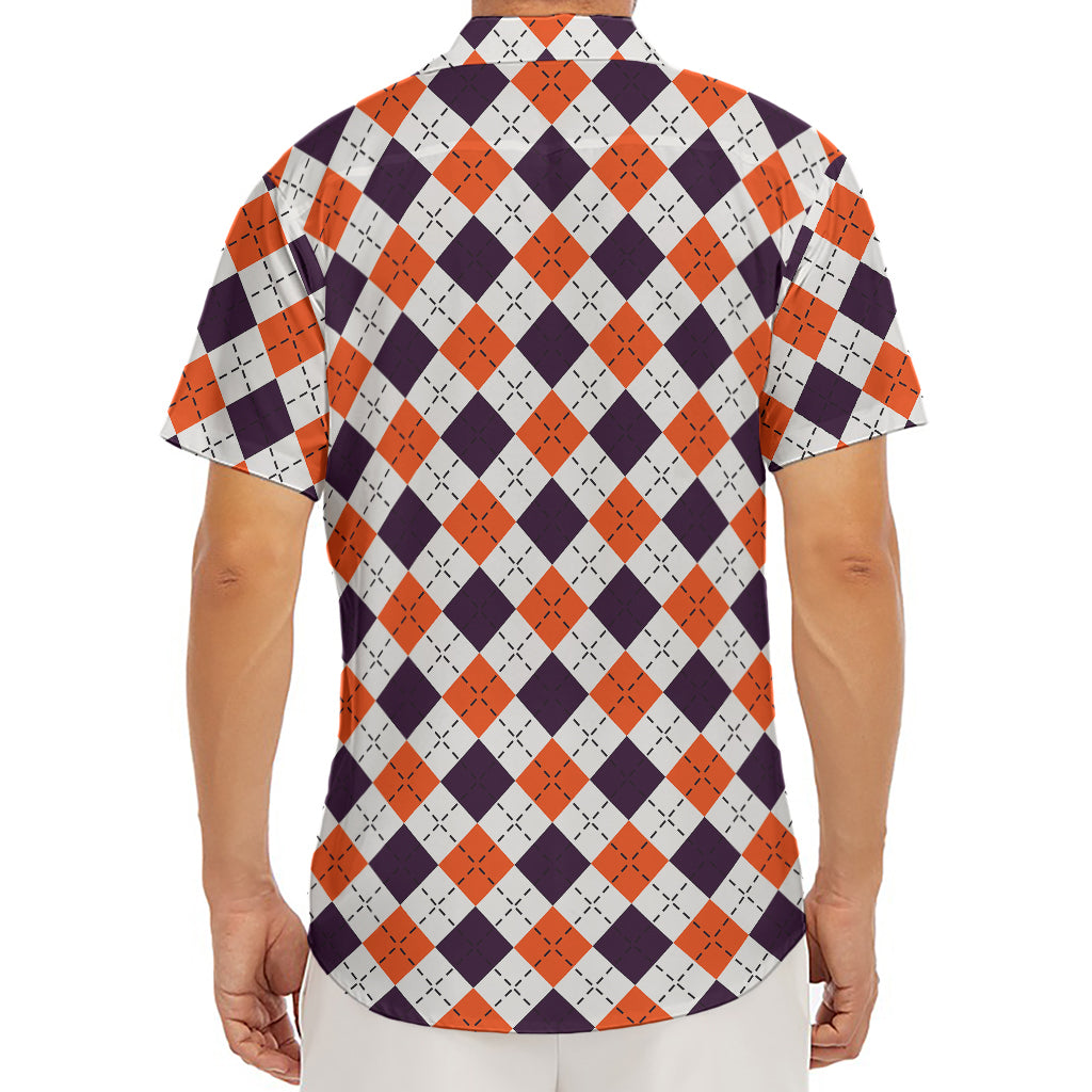 Halloween Checked Pattern Print Men's Deep V-Neck Shirt