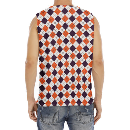 Halloween Checked Pattern Print Men's Fitness Tank Top