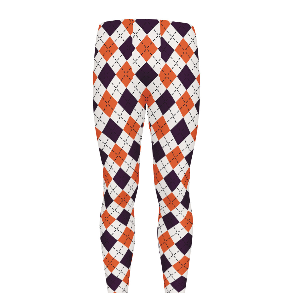 Halloween Checked Pattern Print Men's leggings