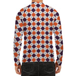 Halloween Checked Pattern Print Men's Long Sleeve Rash Guard