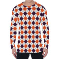 Halloween Checked Pattern Print Men's Long Sleeve T-Shirt