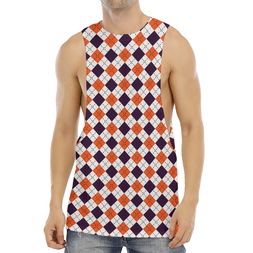 Halloween Checked Pattern Print Men's Muscle Tank Top